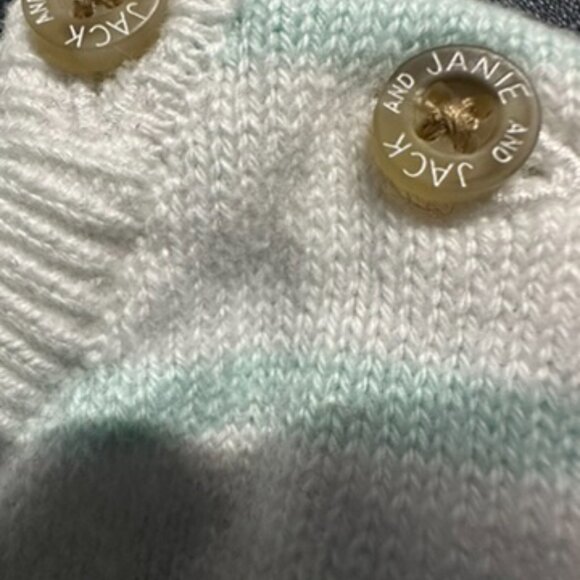 Janie and Jack Sweater White w/sky blue strips Van on Front V6 to 12 mths 2pc - Picture 5 of 8
